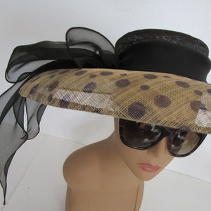 Sheer Leopard Marzi Italy Sinamay Straw Hat Neiman Marcus Wide | Etsy