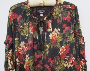 S Johnny Was Rayon Floral Blouse Top Bohemian #W15420A