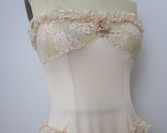 S Nude Corset Carwash Nightgown Lingerie Lace Tricot Boudoir