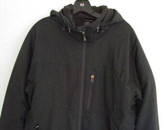 L Mens REI Co-op Helix Jacket Black Insulated 738276 Water Resistant Full Zipper Hood