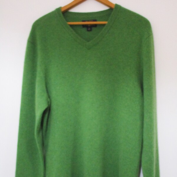 M Macys CACHEMIRE Pull classique à col en V pour homme Vert chiné Club Room