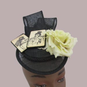 Couple victorien chapeau persan fantaisie ivoire soie rose floral église Pâques