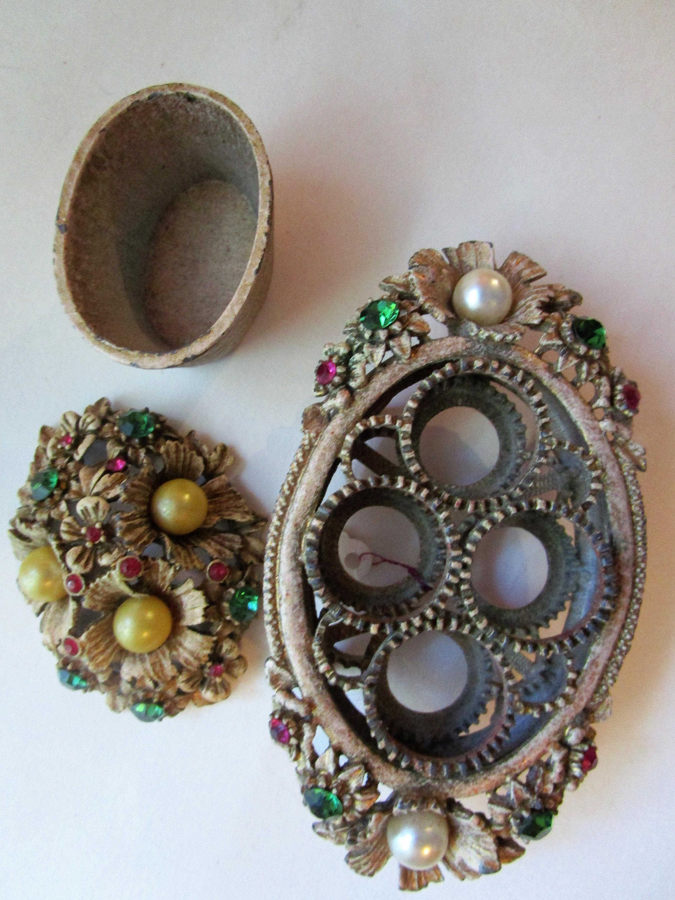 Florenza Vanity Tiny Ring Box Lipstick Holder Metal Wash Etsy