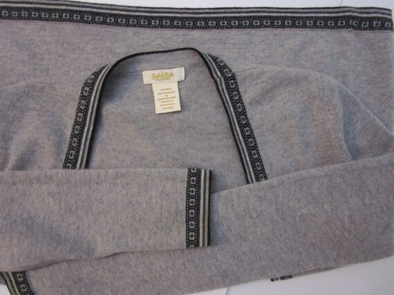 M Gray CASHMERE Open Cardigan Sweater Knit Intars… - image 8