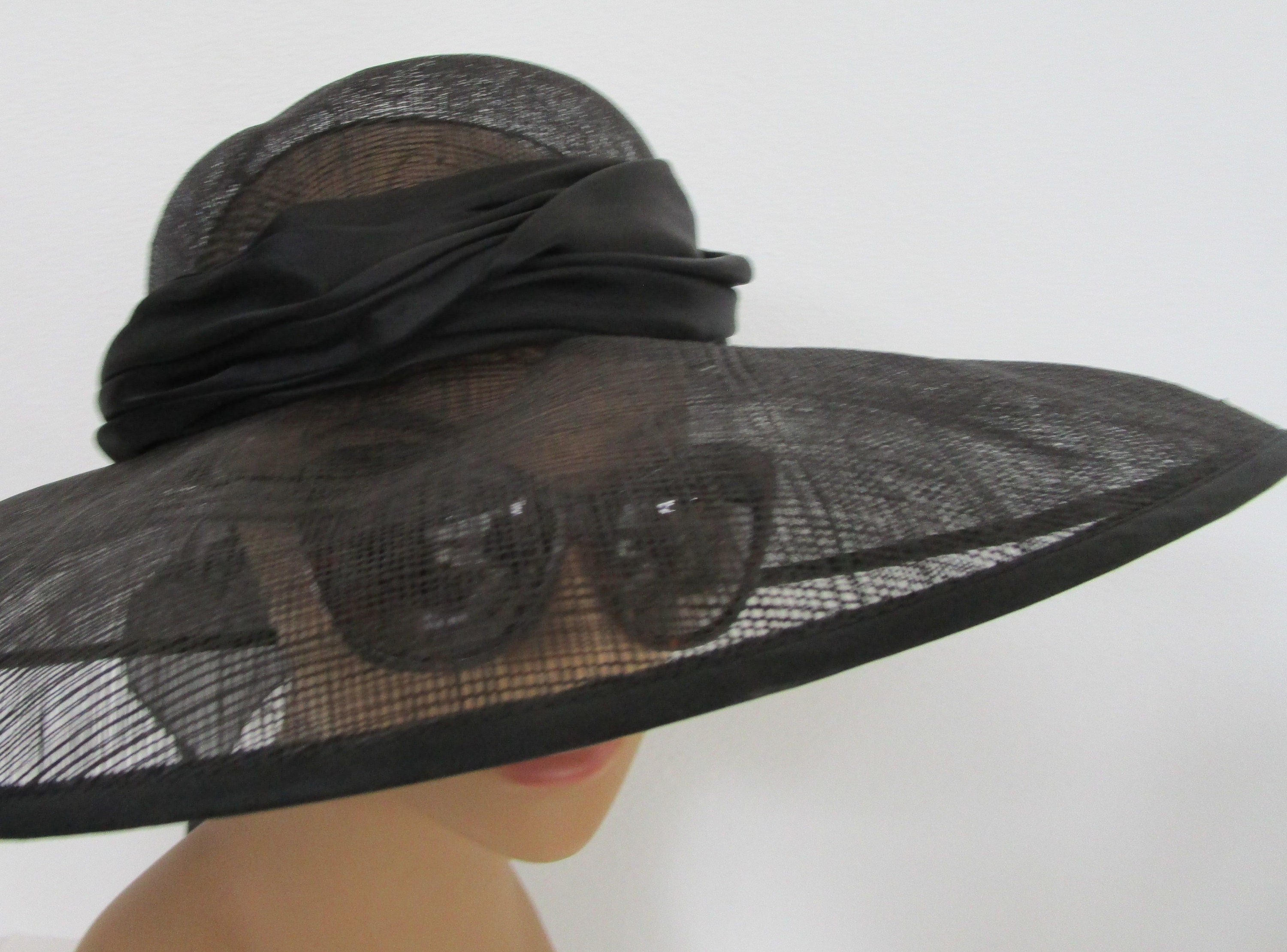 Sheer Marzi Italy Sinamay Straw Hat Neiman Marcus Wide Brim | Etsy