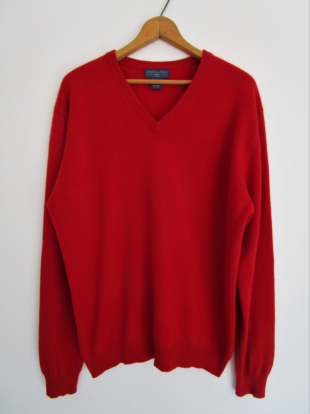 M Mens CASHMERE Classic V Neck Pullover Sweater Joseph Lyman Red - Etsy