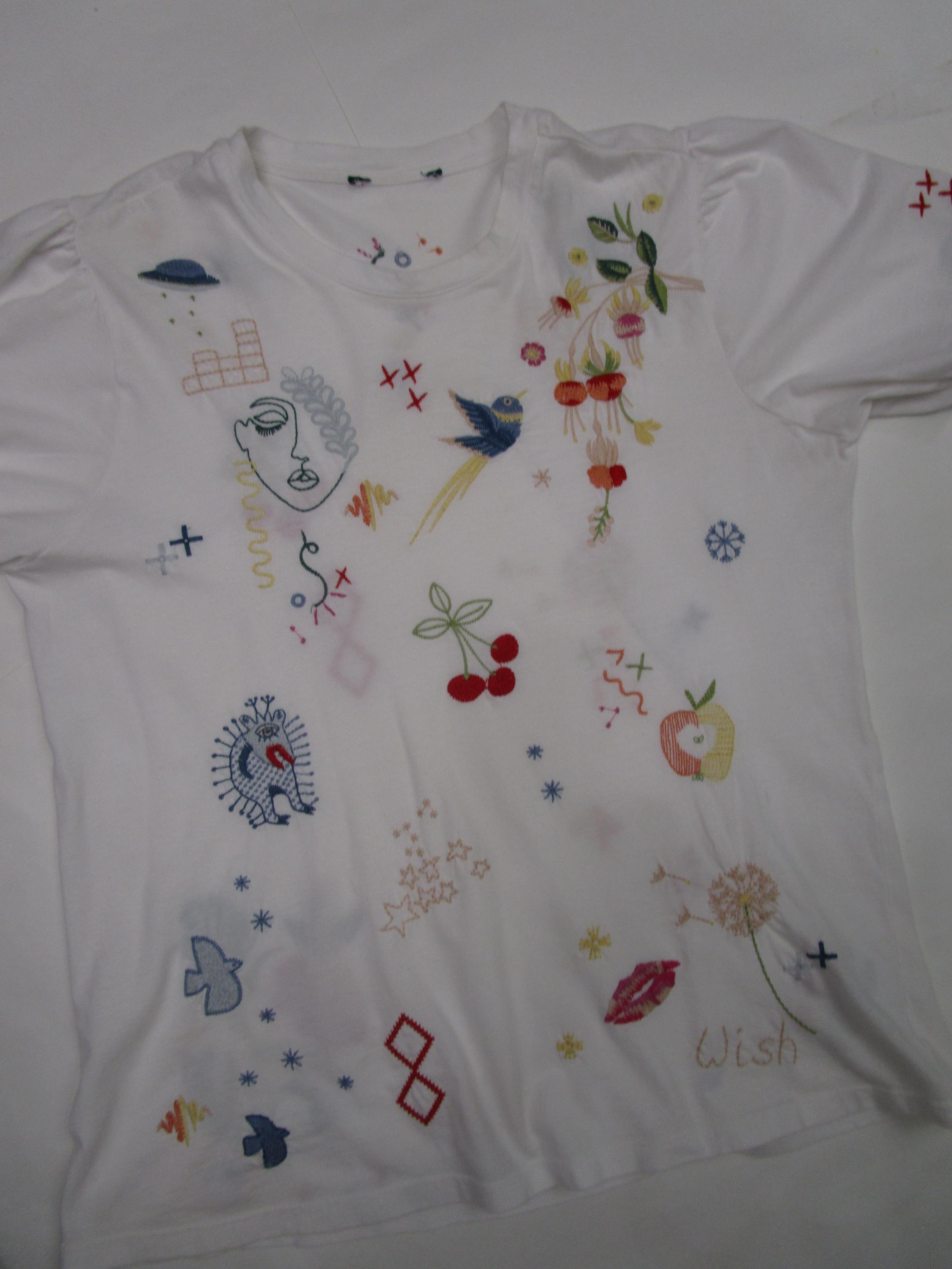 M Johnny Was Embroidery Tee T Shirt White Classic Cotton Crew Neck - Etsy
