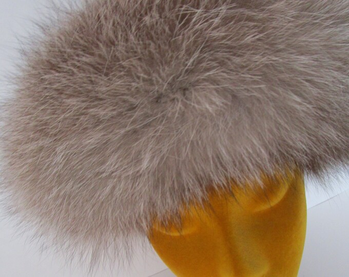 Plush Gray Fox Fur Don Anderson Hat Beret Saks Fifth Avenue Silver ...