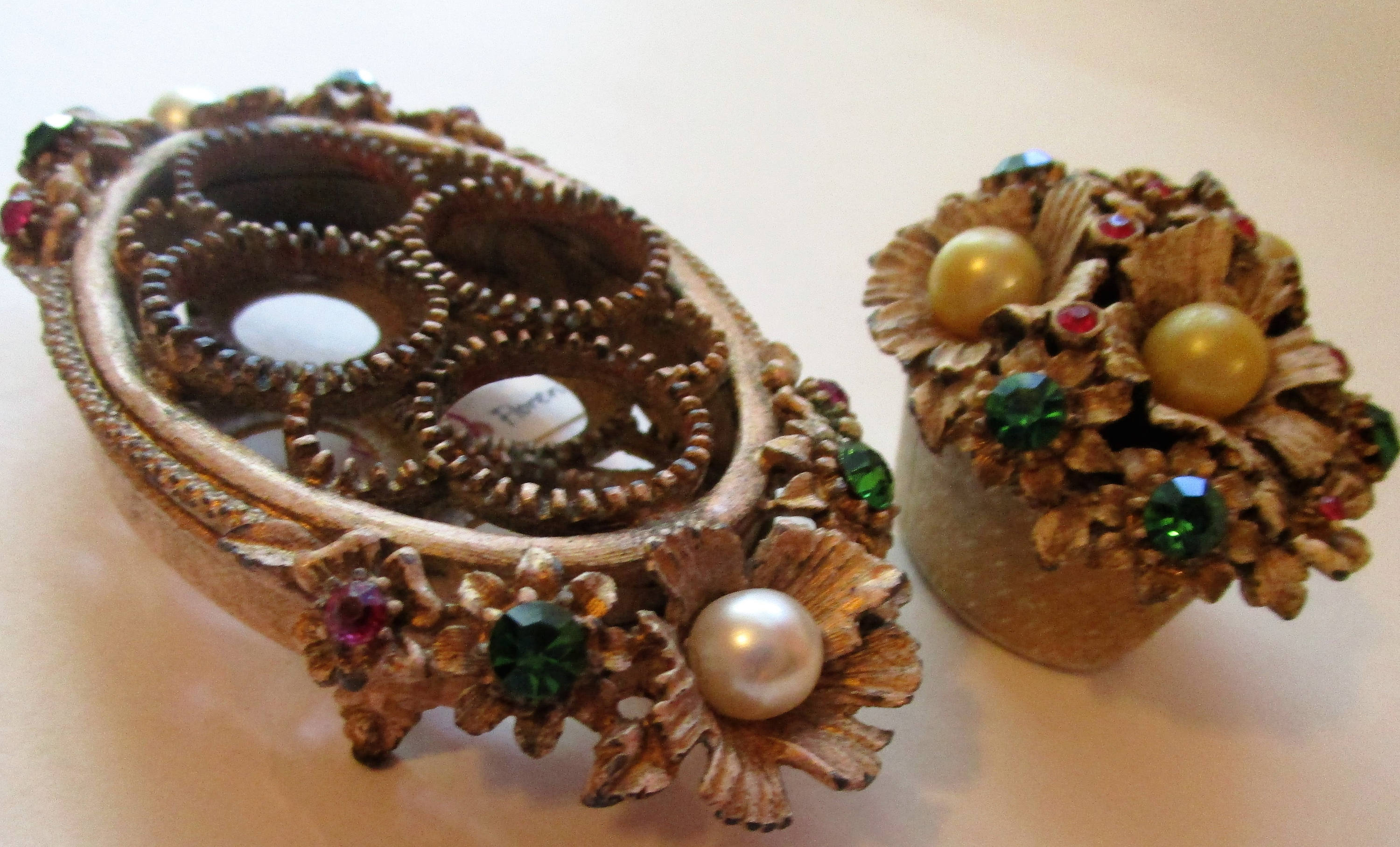 Florenza Vanity Tiny Ring Box Lipstick Holder Metal Wash Etsy