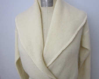 P P Ellen Tracy Crop Mohair Pullover Wrap Knit Sweater Vintage 1980s