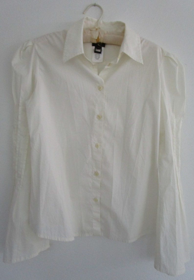 S Puff Sleeve Blouse Just Cavalli Italy Gathered Tucked Pearl Top Shirt Shirting image 10