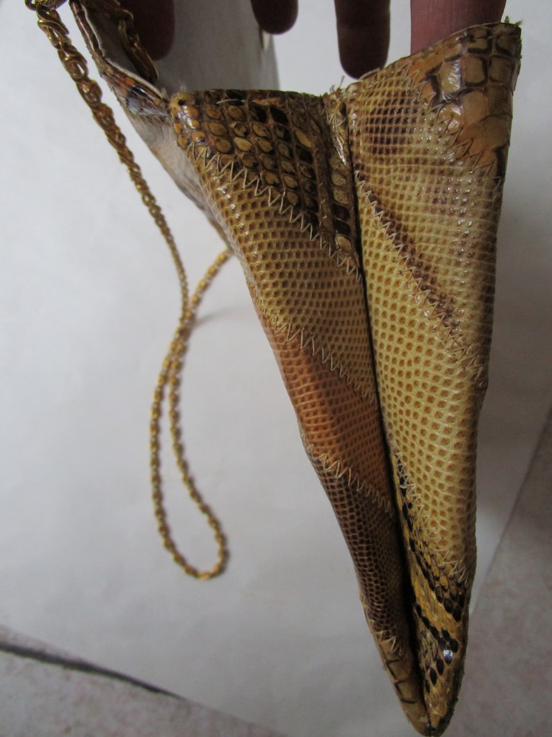 Patchwork Snake Skin Flap Purse Shoulder Chain Bag Vintage | Etsy