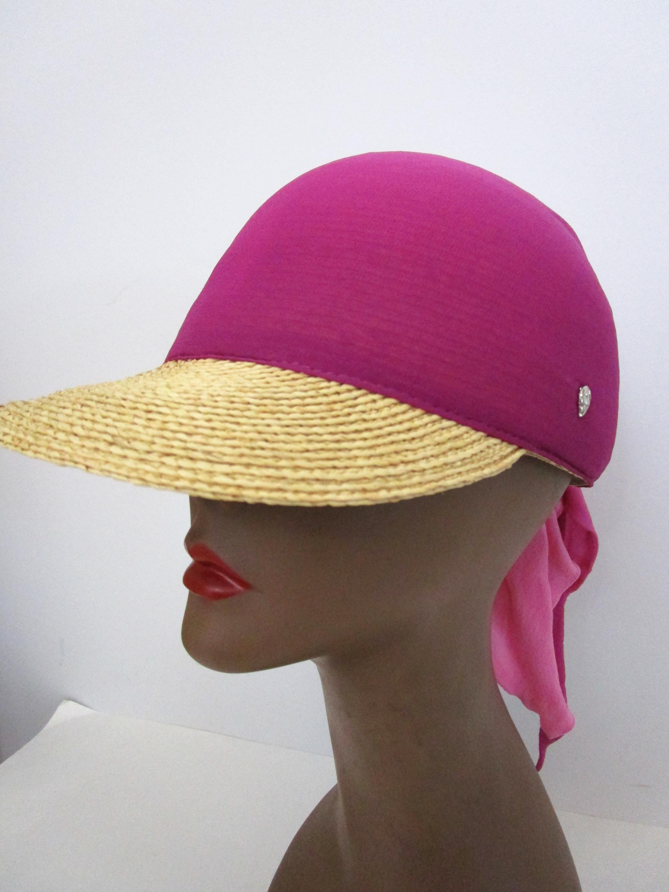 Helen Kaminski Natural Raffia Straw Visor Brim Cap Baseball  display picture 2