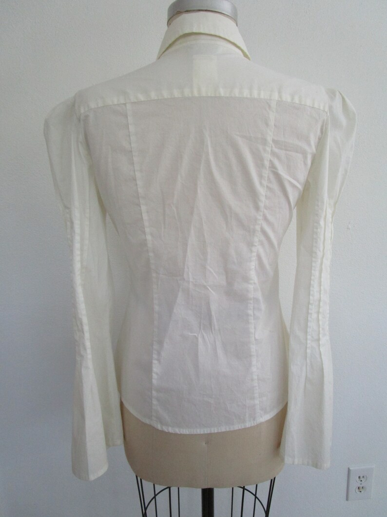 S Puff Sleeve Blouse Just Cavalli Italy Gathered Tucked Pearl Top Shirt Shirting image 4