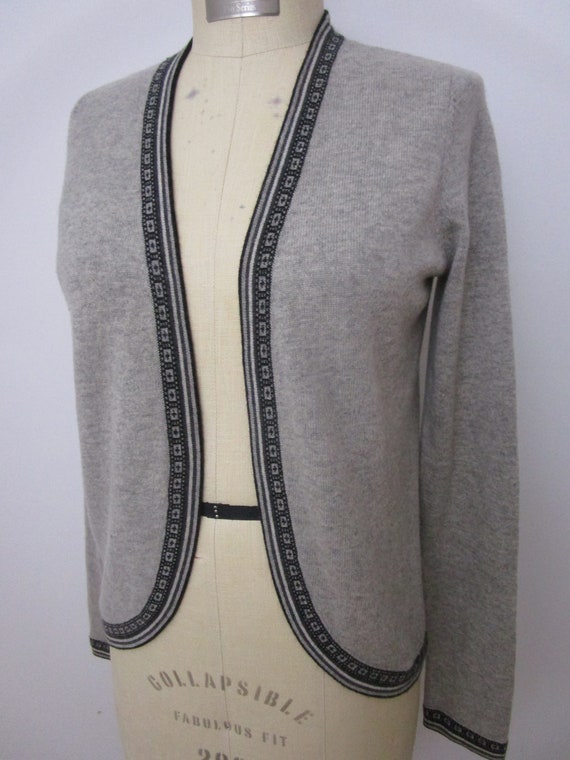 M Gray CASHMERE Open Cardigan Sweater Knit Intars… - image 2