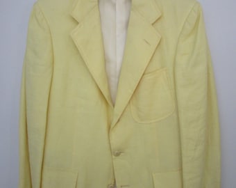 39R Yellow Mens Polo Ralph Lauren Jacket Blazer Sport Coat Preppy Linen 3 Button