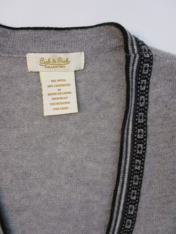 M Gray CASHMERE Open Cardigan Sweater Knit Intars… - image 4