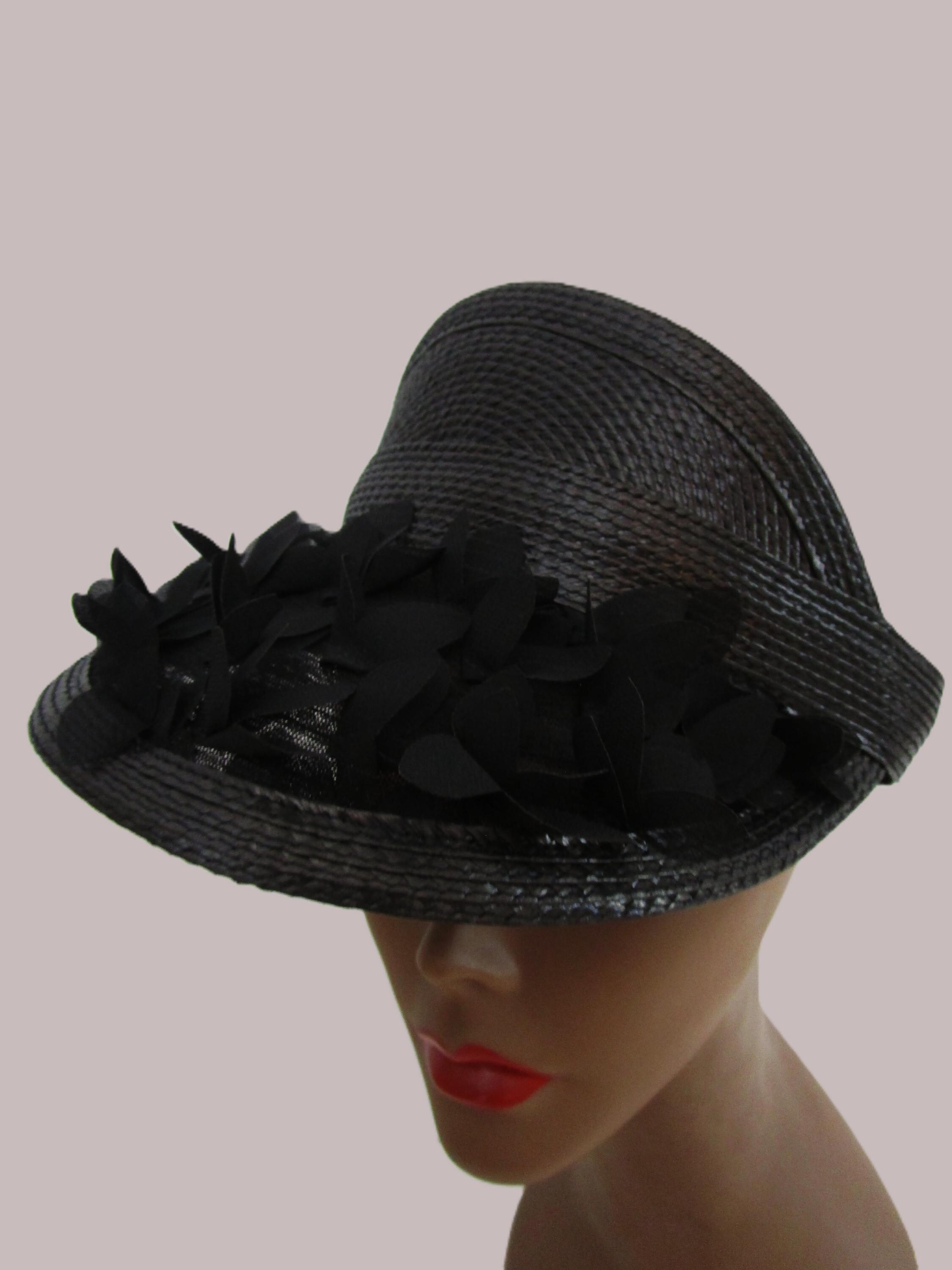 Eugenia Kim black newsboy cap layered feathers inside rare Y2K retails $422 The ultimate statement accessory- the Emmanuelle fedora  main image 3