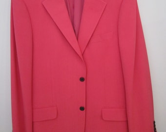 42L Pink Silk Mens Jacket Blazer Sport Coat Preppy 2 Button