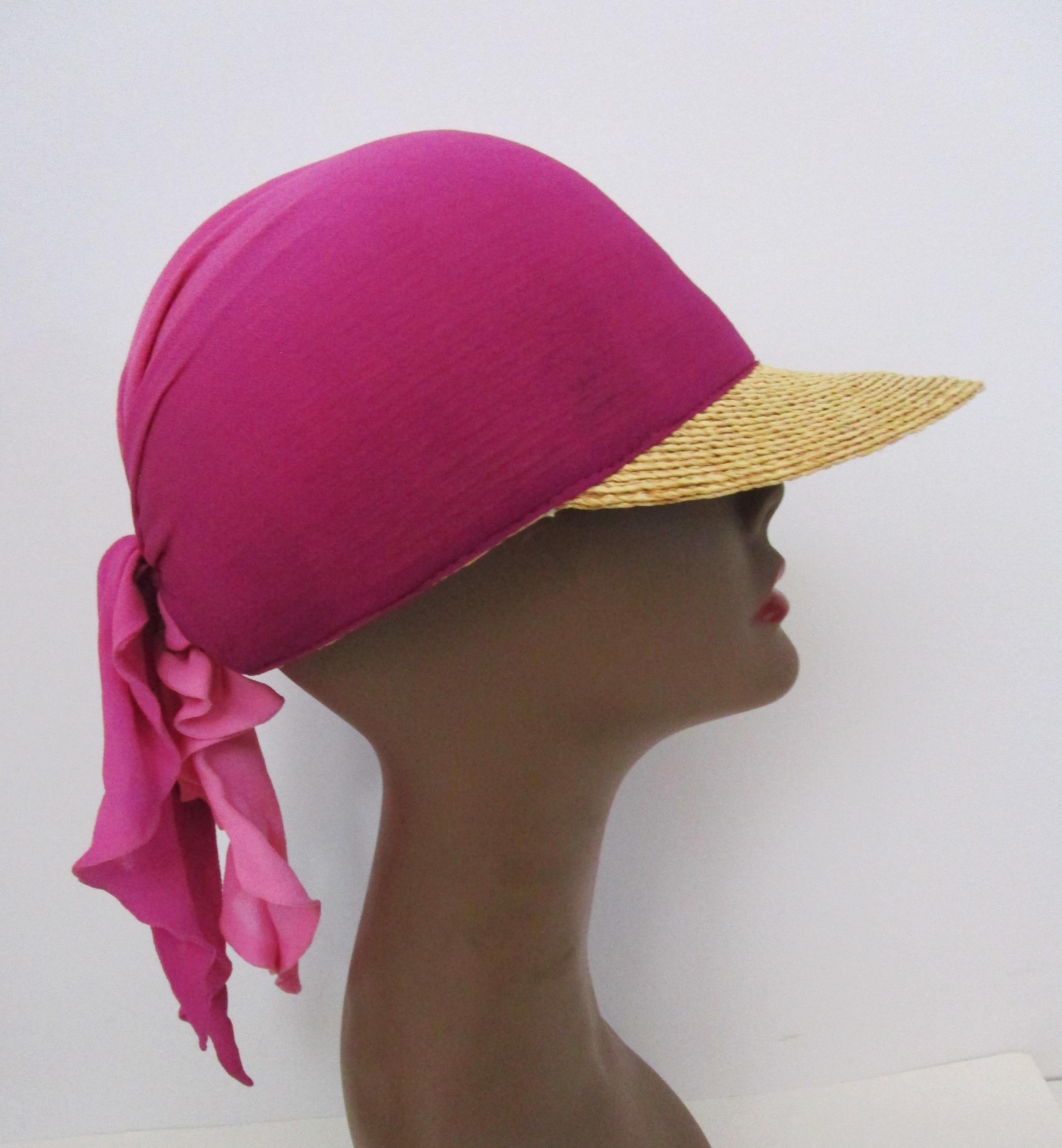 Helen Kaminski Natural Raffia Straw Visor Brim Cap Baseball  display picture 3