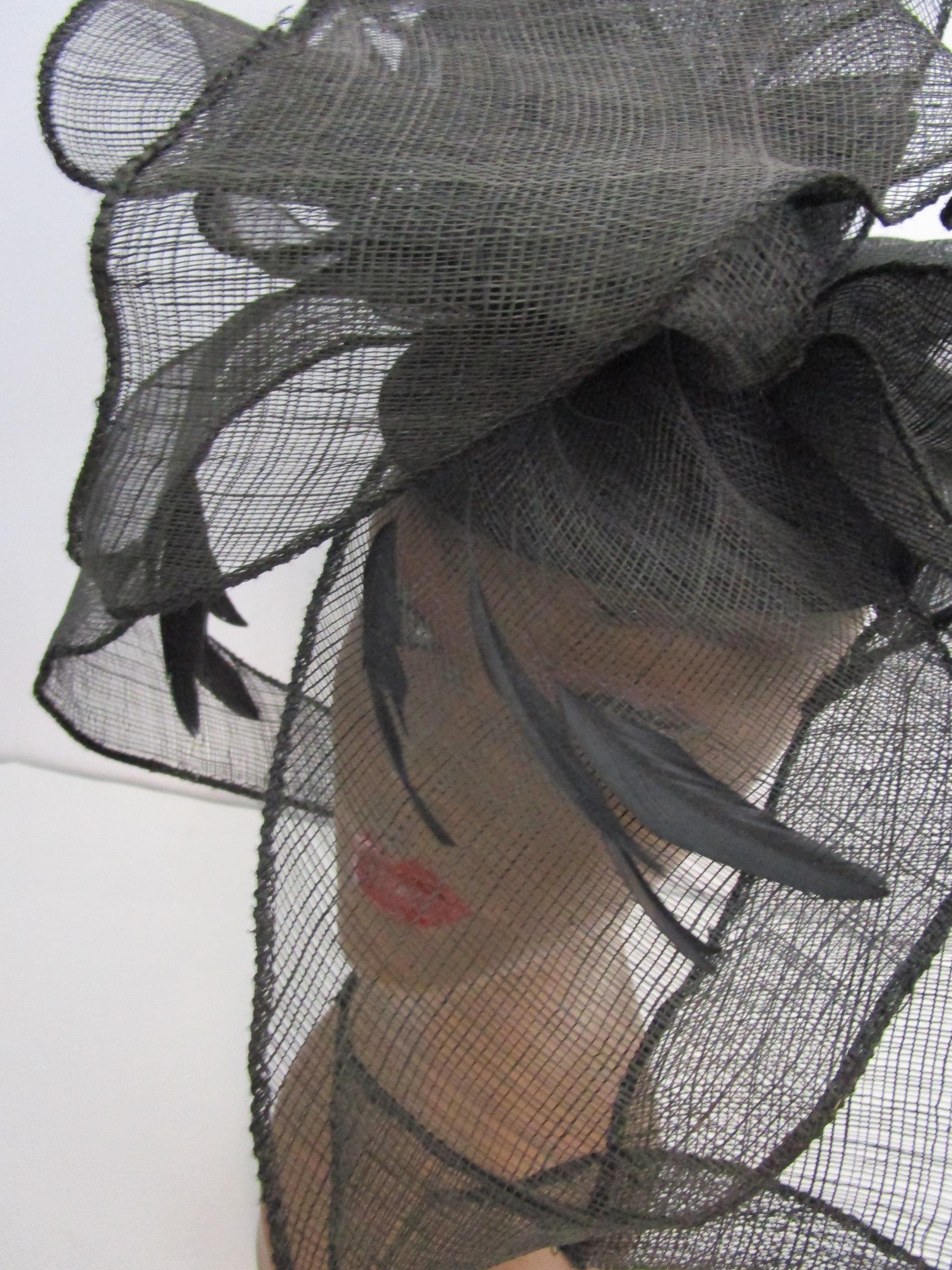 David Cohen Avant Garde Feather Whimsy Percher Hat Vintage 1990s Black Cocktail