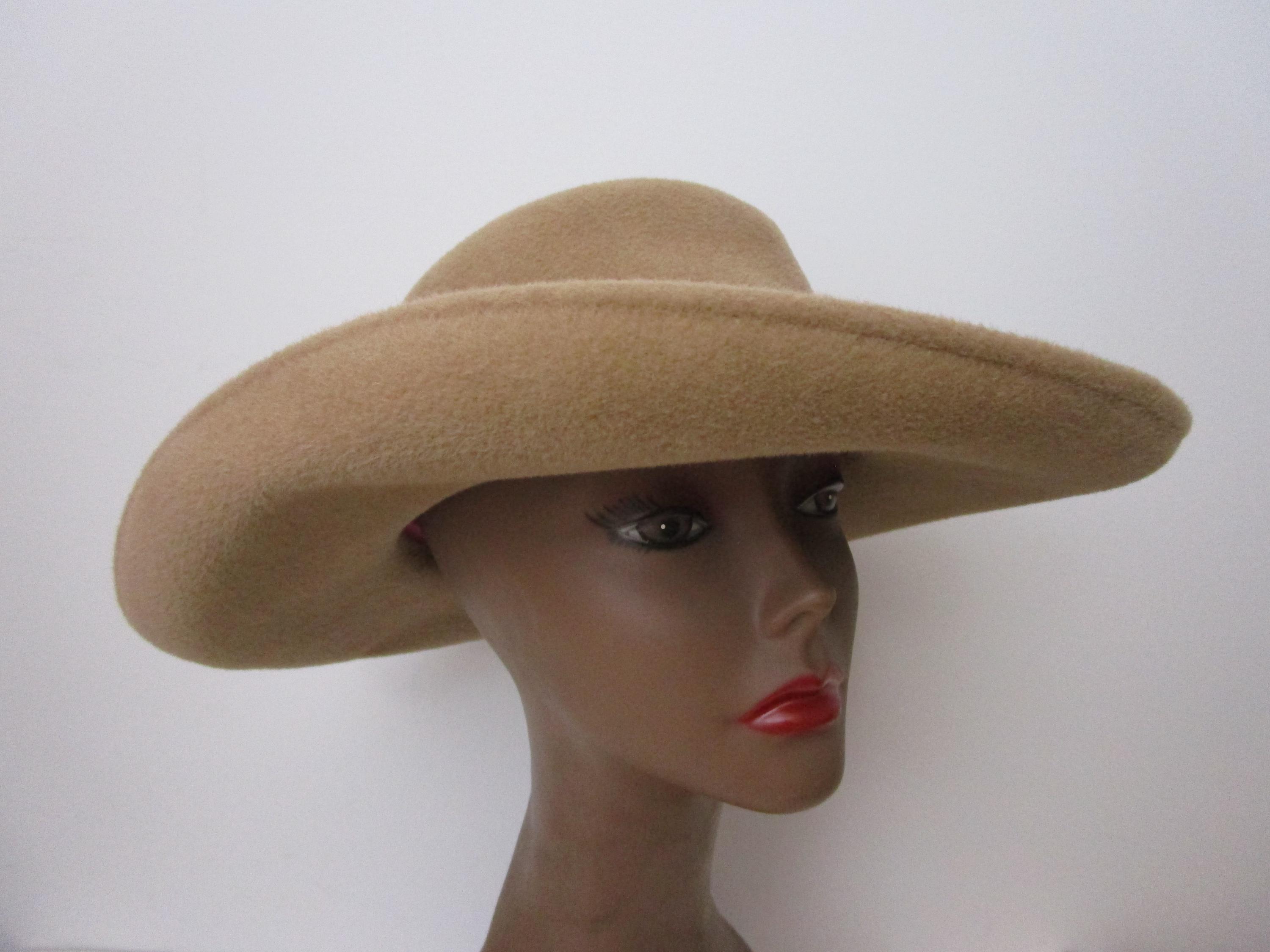 Vintage Frank Olive for Neiman Marcus Wide Brim Sun Hat White Pink Trim Women main image 3