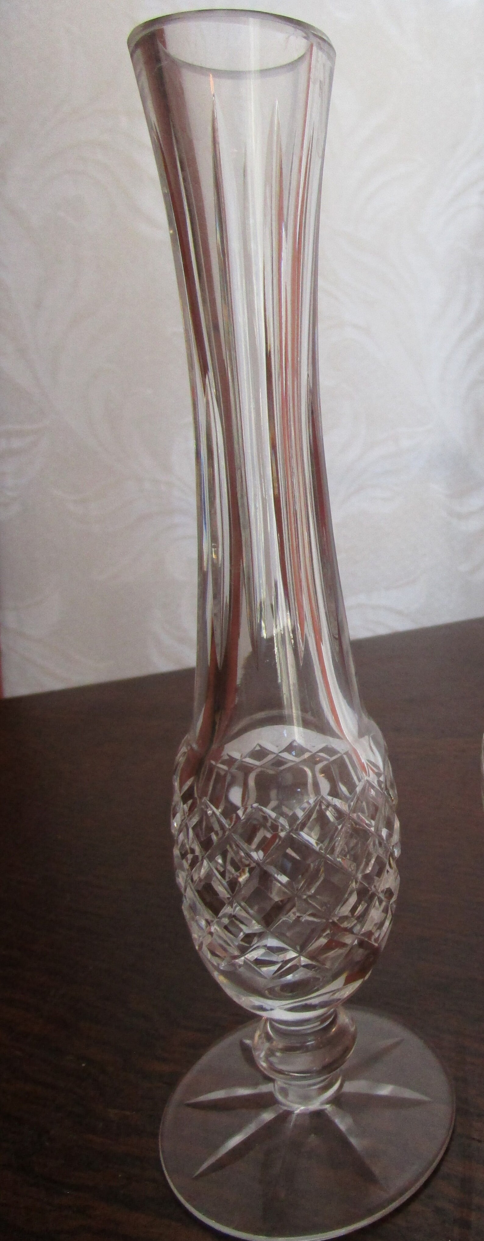Waterford Lismore Cut Crystal Bud Vase Fluted Footed Stem Etsy