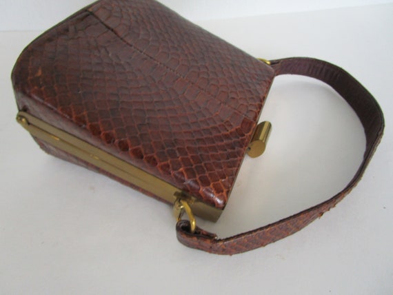 1940s Snake Skin Purse Top Handle Frame Vintage E… - image 2