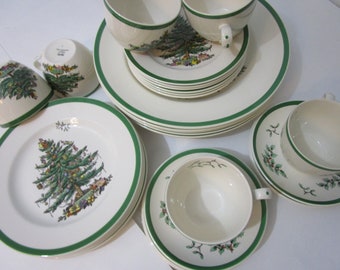 6 Spode Christmas Tree 5 Piece Place Setting Cup & Saucer 30 Piece Total England
