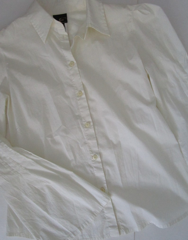 S Puff Sleeve Blouse Just Cavalli Italy Gathered Tucked Pearl Top Shirt Shirting image 7