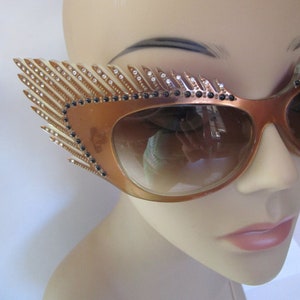 Mikli Paris Cat Eye Lash Sunglasses Lunettes Hand Made France Art Deco Sparkles Eyewear