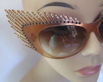 Mikli Paris Cat Eye Lash Sunglasses Lunettes Hand Made France Art Deco Sparkles Eyewear