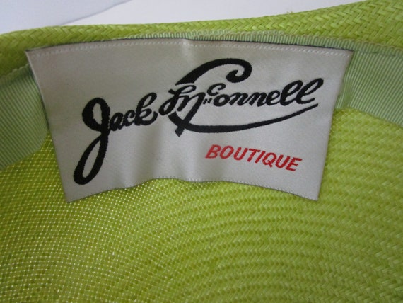 Jack McConnell Chartreuse Straw Hat Molded Torque Silk Orchid Church Percher Jack McConnell Chartreuse Straw Hat Molded Torque Silk  main image 2