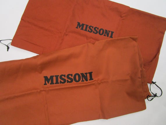 2 Missoni Italy Large Dust Bag Cover Purse Storage Drawstring Orange View 3