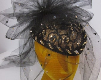 Sheer Tulle Veiled Fascinator Whimsy Hat Cocktail Party Bridal Church