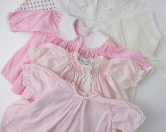 Lot Vintage Baby Doll Dresses Philippines Pink White Bonnet Ribbons