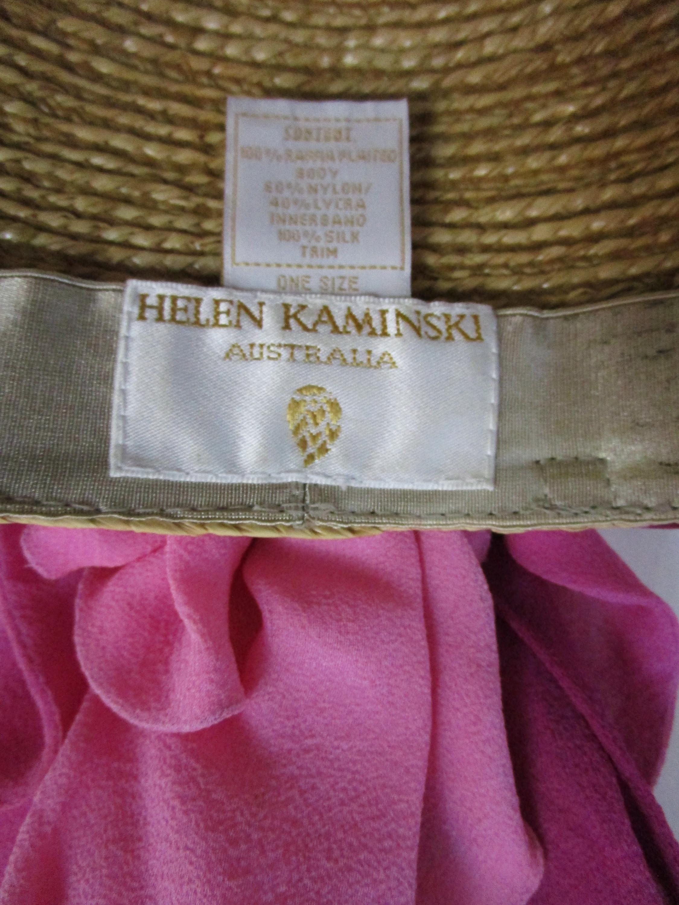 Helen Kaminski Natural Raffia Straw Visor Brim Cap Baseball 