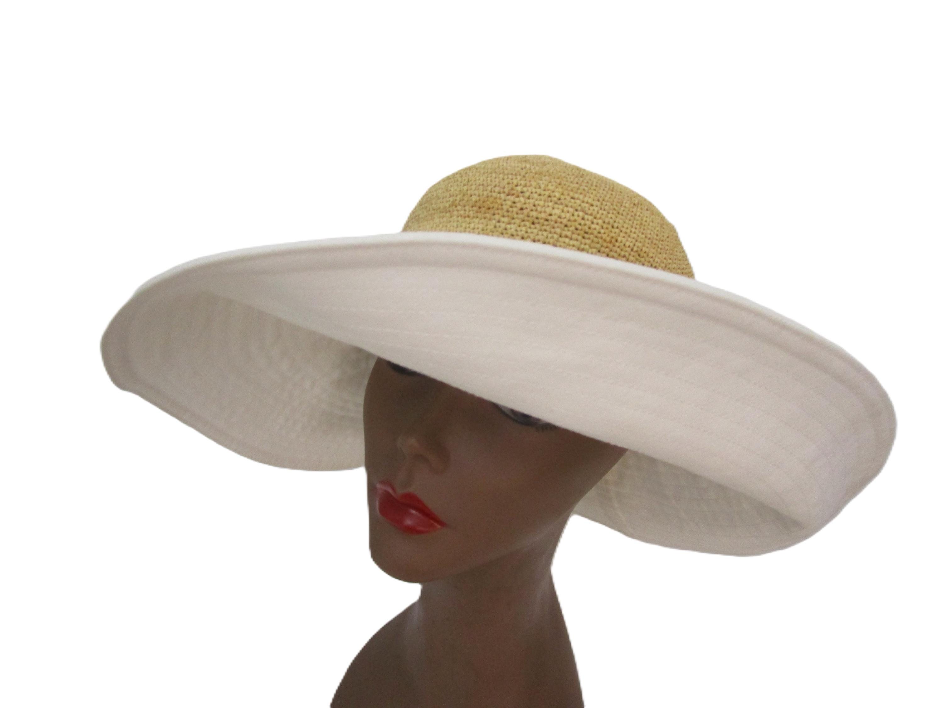 Helen Kaminski Australia Natural Raffia Straw Canvas Brim 