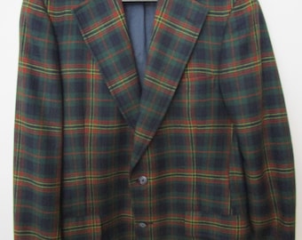 40L Mens Austin Reed Jacket Blazer Sport Coat Vintage 70s Plaid Tartan Luxury 2 Button