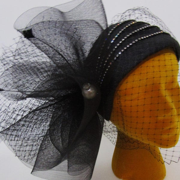 Don Anderson Pouf transparent voilé Fascinator Percher Hat Cocktail Party Bridal Church