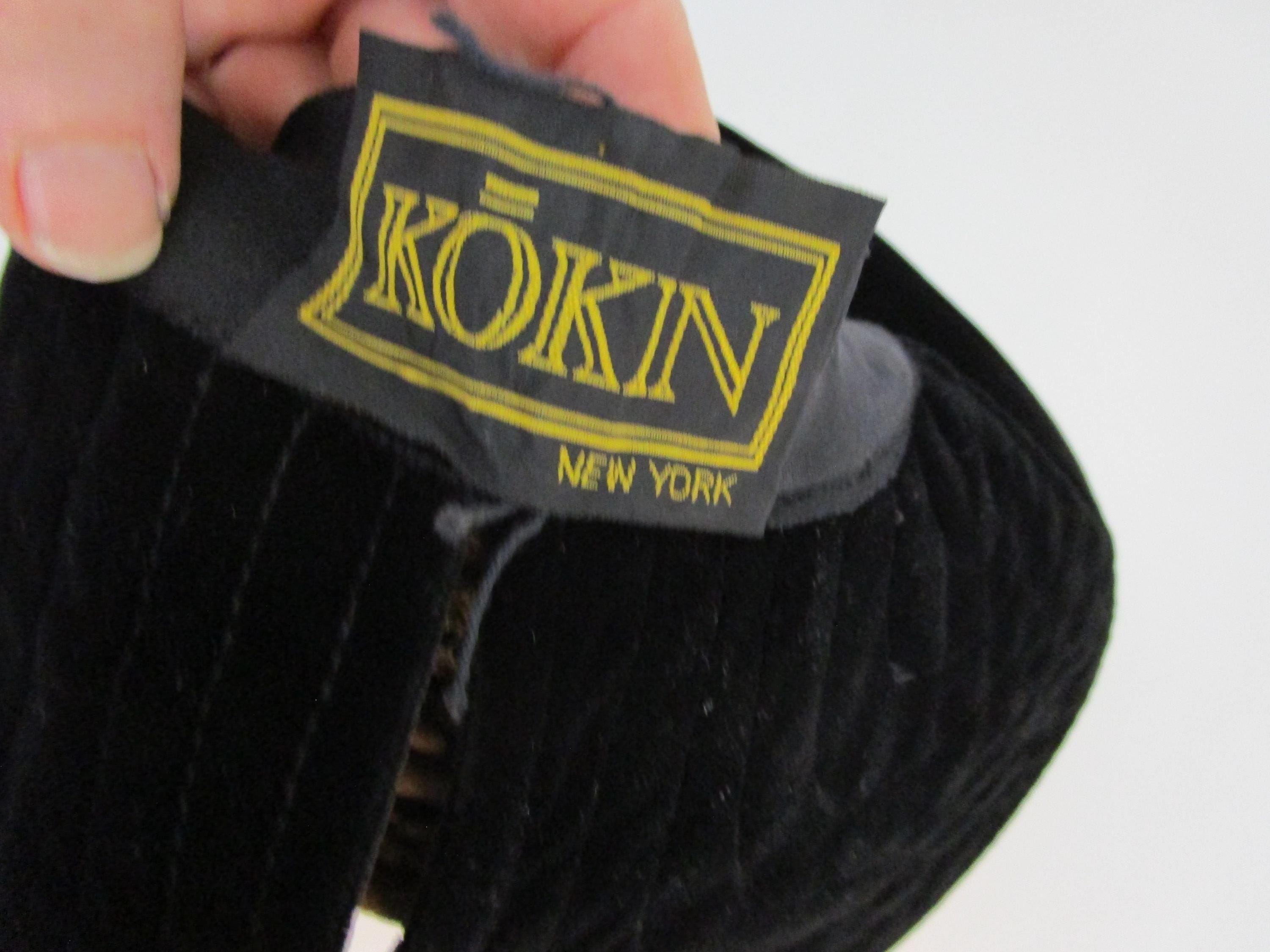 Kokin Soft Velvet Floppy Brim Hat Black Velveteen Gold Lace  display picture 1