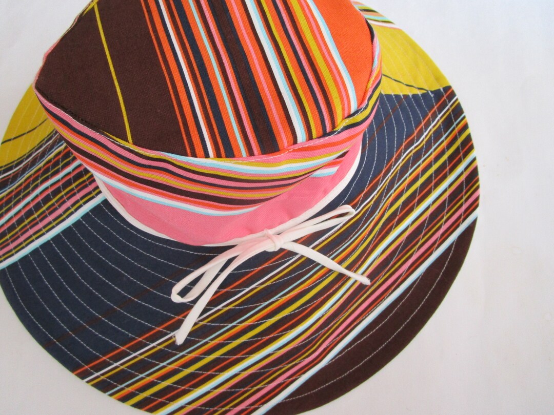 Trina Turk Floppy Multi Stripe Print Packable Wide Brim Hat 