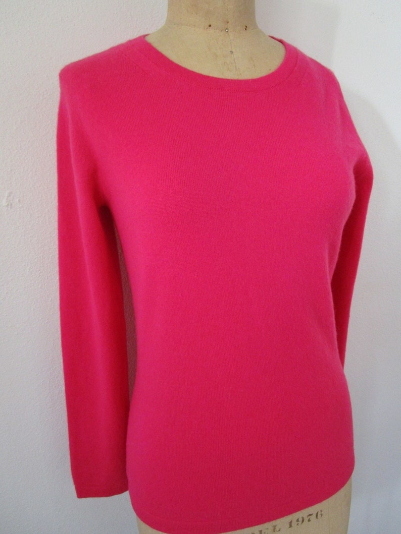 XS Sustainable CASHMERE Pink Pullover Knit Sweater Crew Neck Cuddly image 1