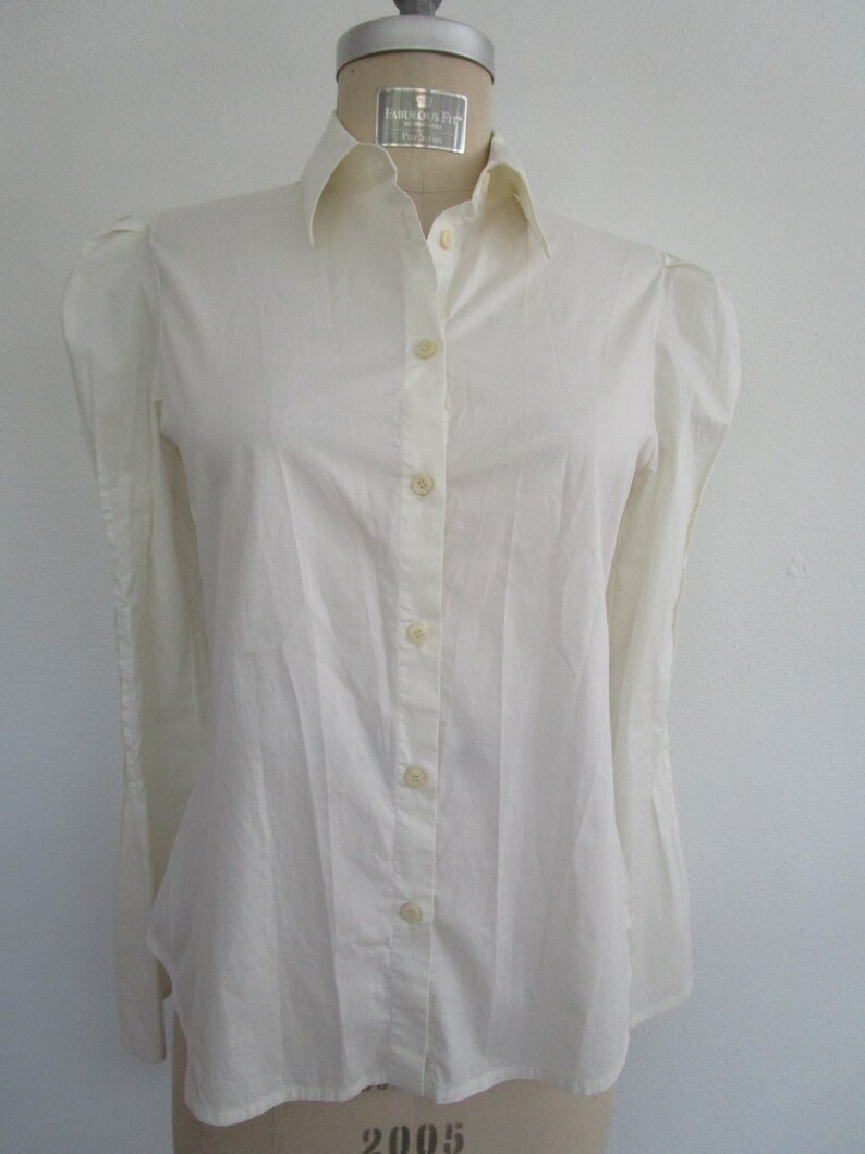 S Puff Sleeve Blouse Just Cavalli Italy Gathered Tucked Pearl Top Shirt Shirting image 9