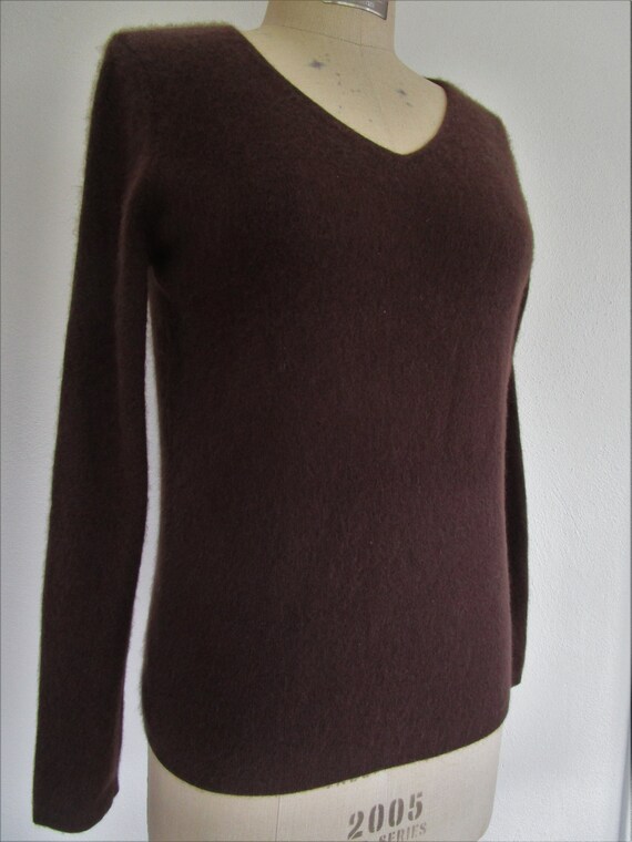 M Macys CASHMERE Pullover Knit Sweater V Neck Chocolate Brown | Etsy
