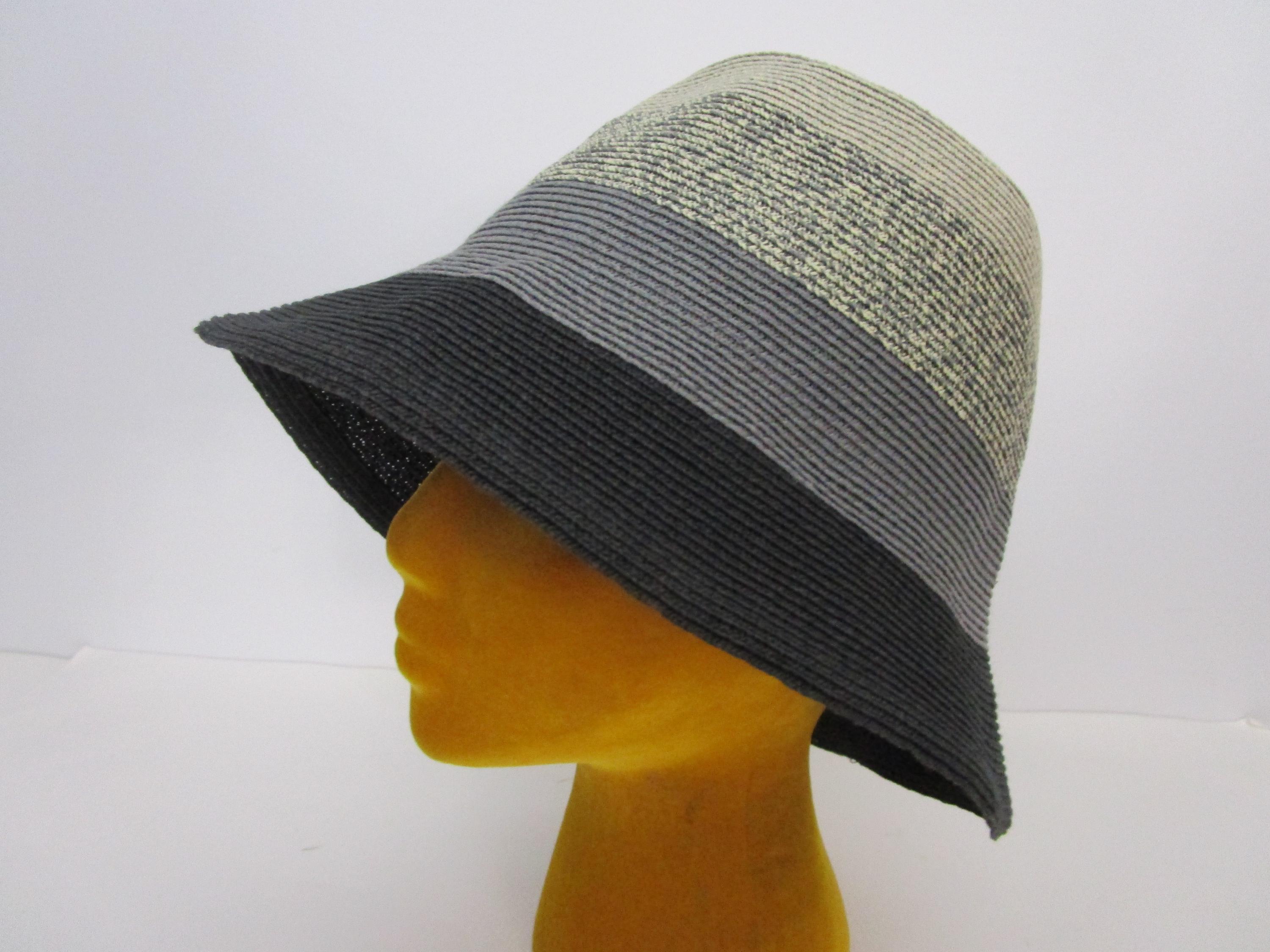 Eugenia Kim Bucket Hat Gray Black Striped Crushable Vacation Fun New York