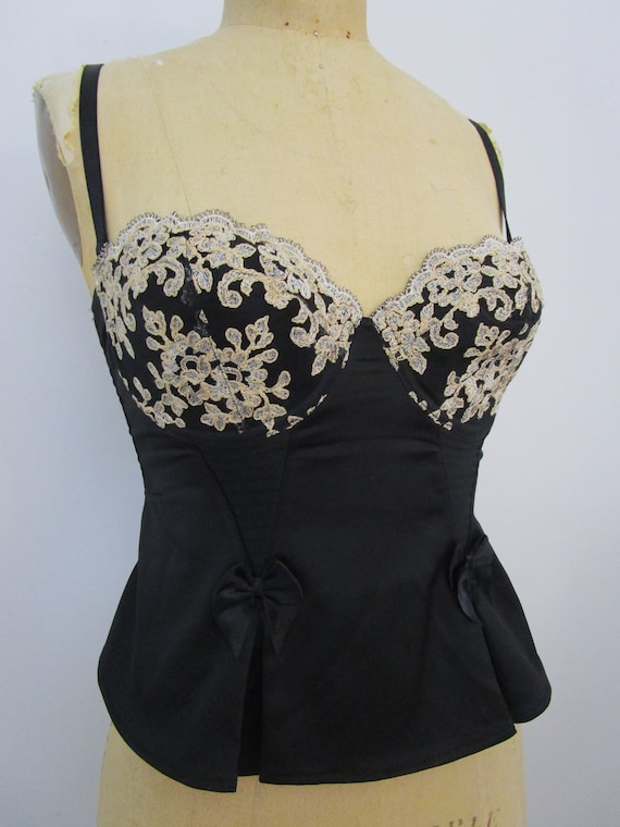 Couturier Nina Ricci French Black Corset Bustier M