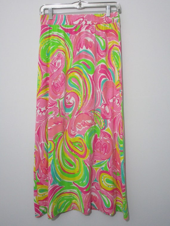 M Lilly Pulitzer Maxi Flamingo Pink A Line Skirt S