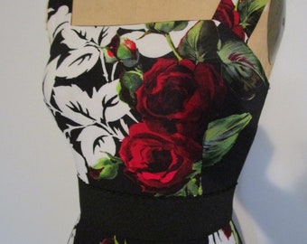 38 Dolce Gabbana Mermaid Flounce Wiggle Dress Red Roses Italy