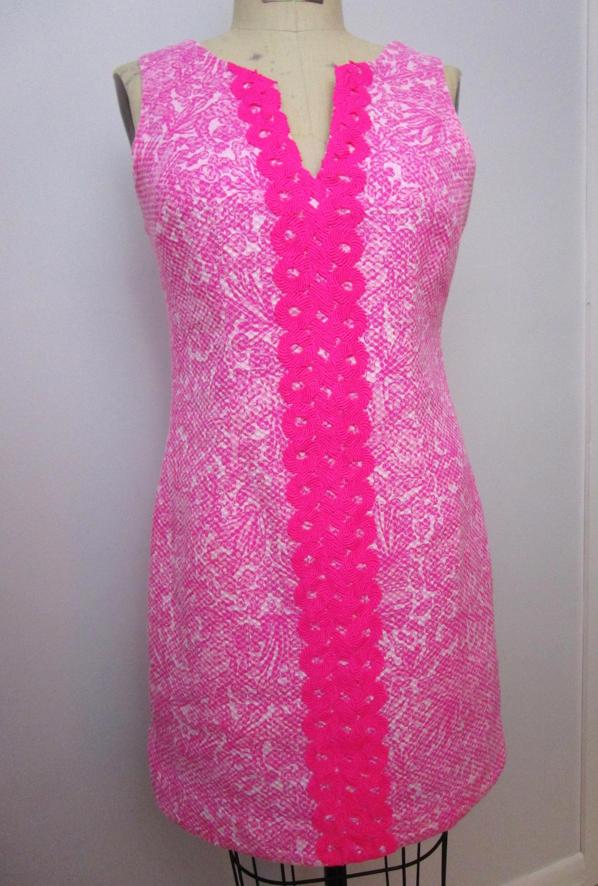 M Lilly Pulitzer See Ya Later Fuchsia Pink Dress Cotton Lace Target
